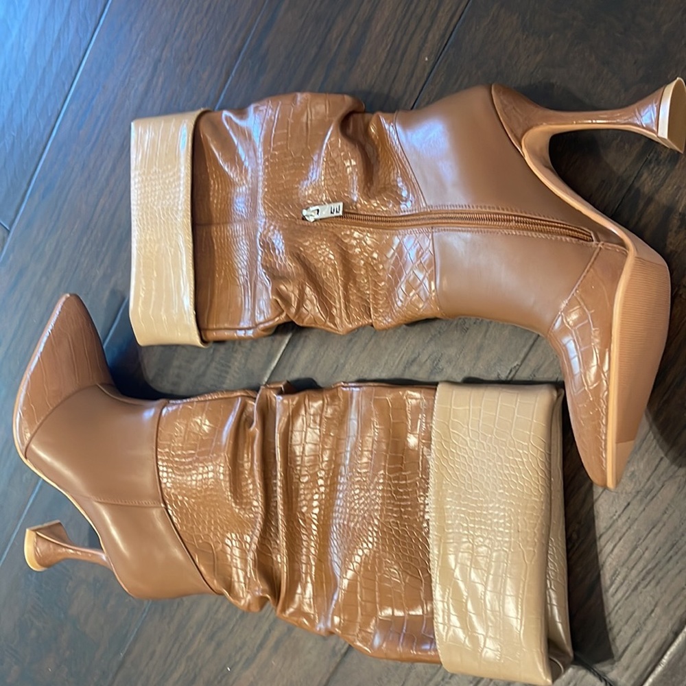 ELIONOR Choco - Nude fold high heel boots